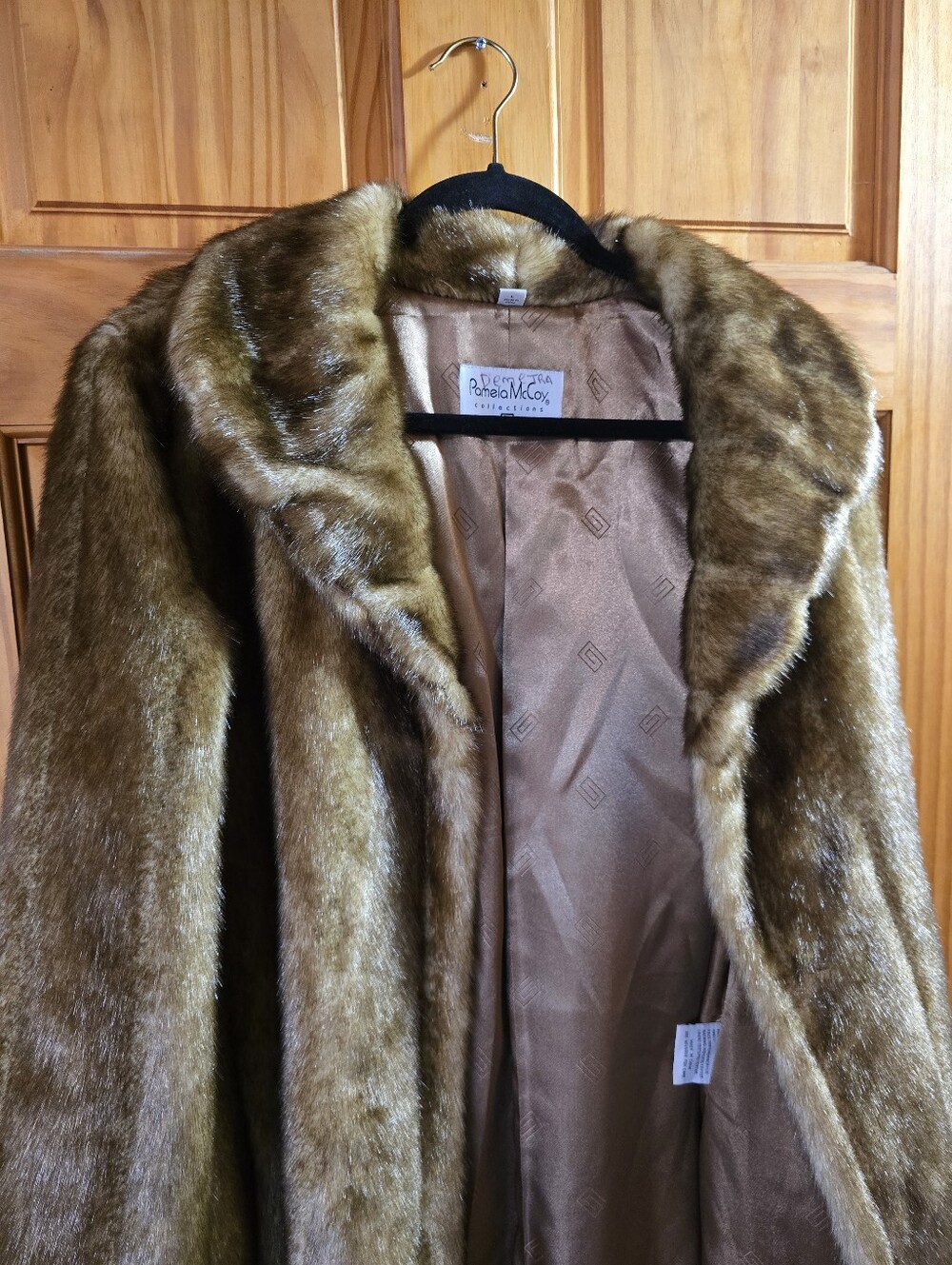 Vintage Pamela McCoy Faux Mink Full Length Coat Large - Picture 12 of 15